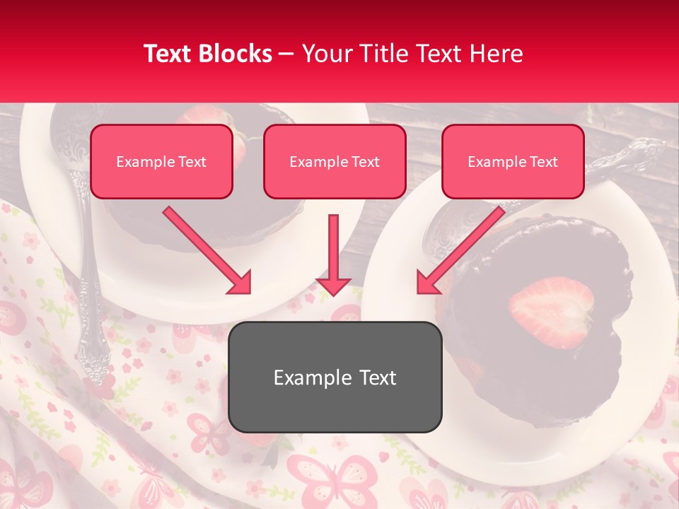 Two Plates Of Desserts With Chocolate Frosting And Strawberries PowerPoint Template