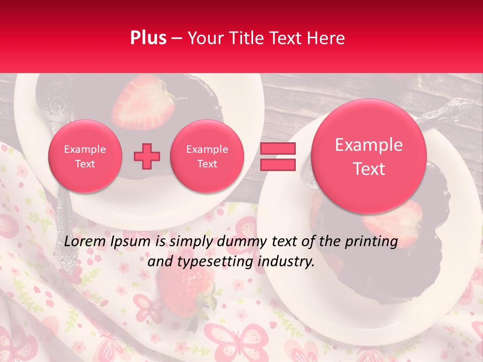 Two Plates Of Desserts With Chocolate Frosting And Strawberries PowerPoint Template