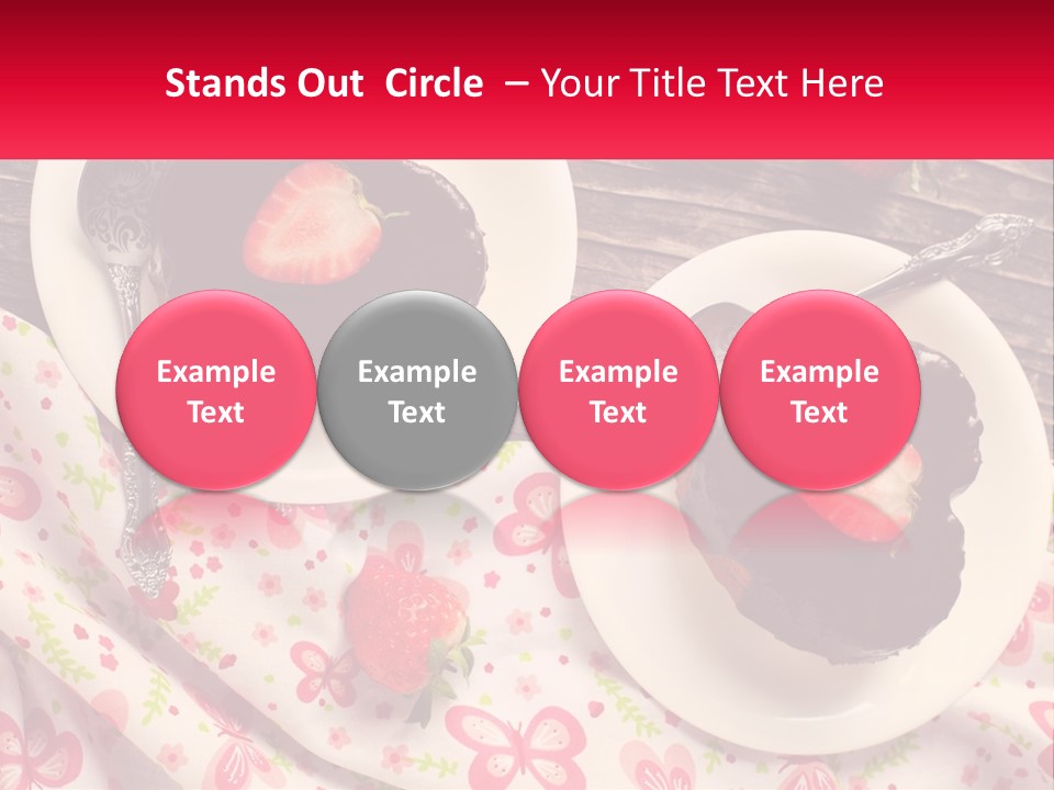Two Plates Of Desserts With Chocolate Frosting And Strawberries PowerPoint Template