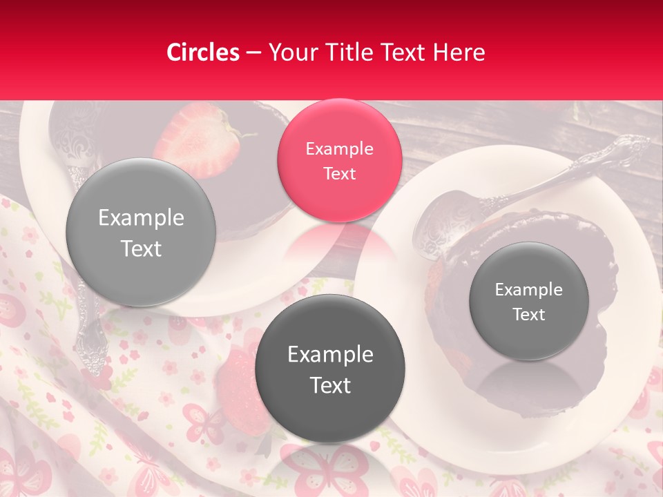 Two Plates Of Desserts With Chocolate Frosting And Strawberries PowerPoint Template