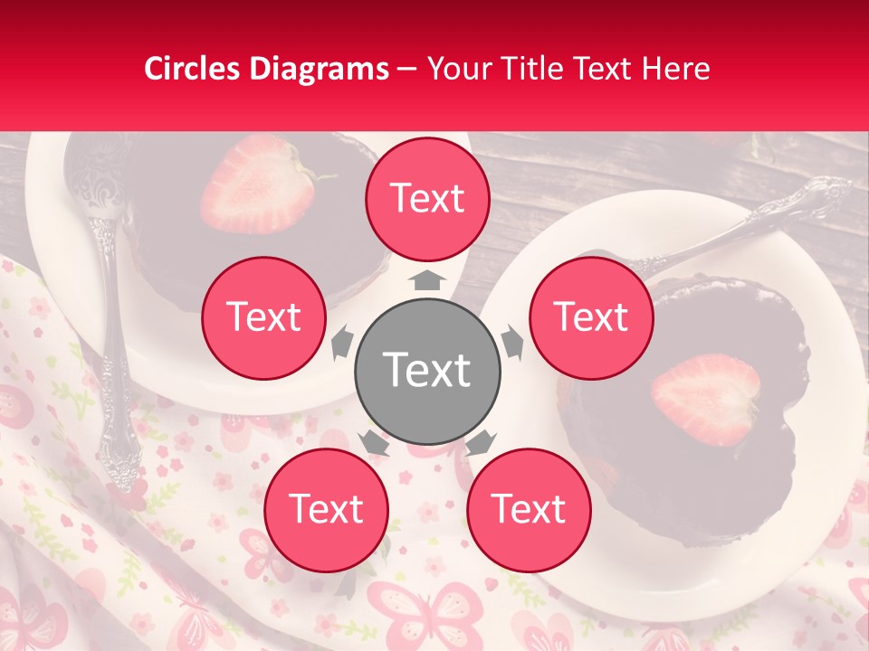 Two Plates Of Desserts With Chocolate Frosting And Strawberries PowerPoint Template