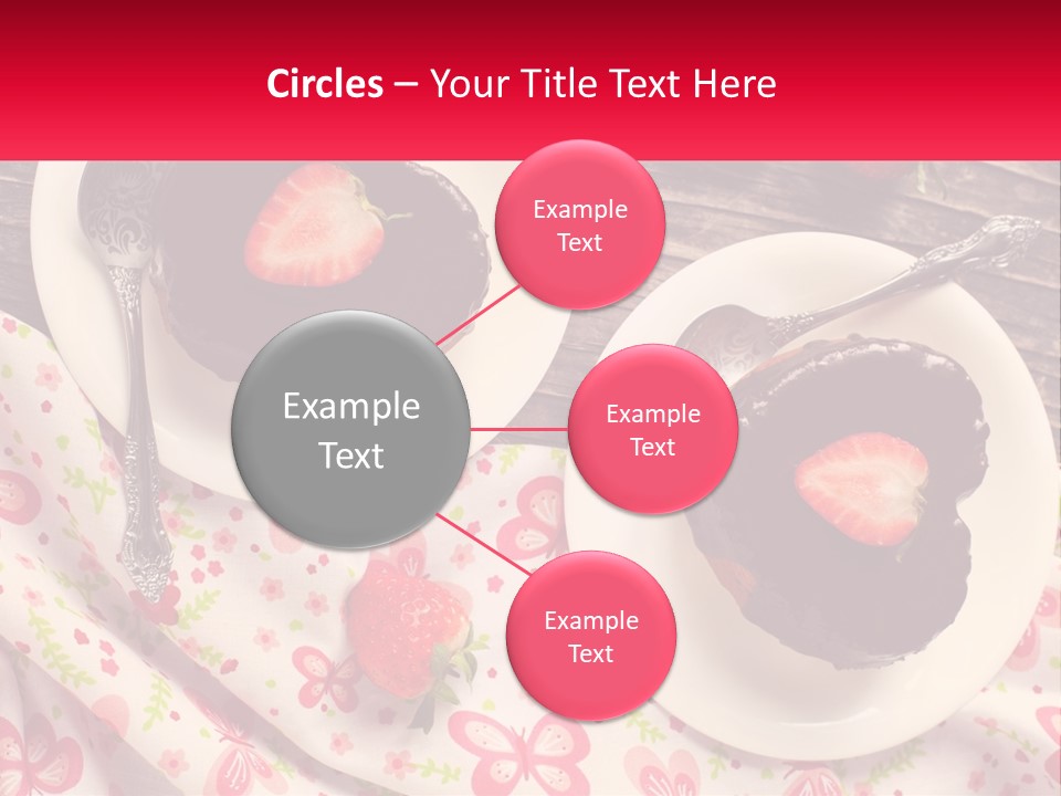 Two Plates Of Desserts With Chocolate Frosting And Strawberries PowerPoint Template