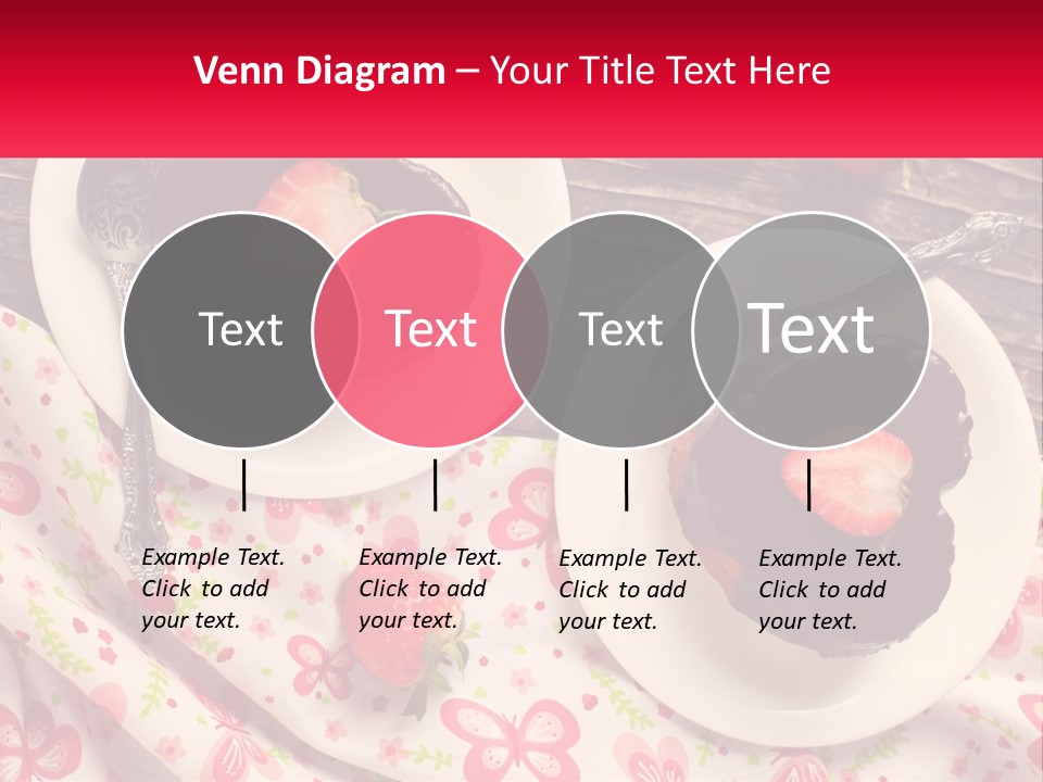 Two Plates Of Desserts With Chocolate Frosting And Strawberries PowerPoint Template