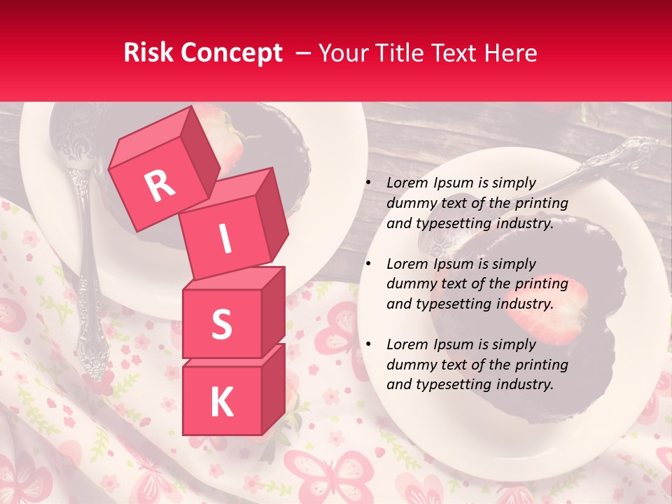 Two Plates Of Desserts With Chocolate Frosting And Strawberries PowerPoint Template