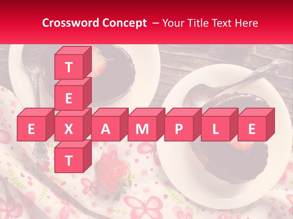 Two Plates Of Desserts With Chocolate Frosting And Strawberries PowerPoint Template