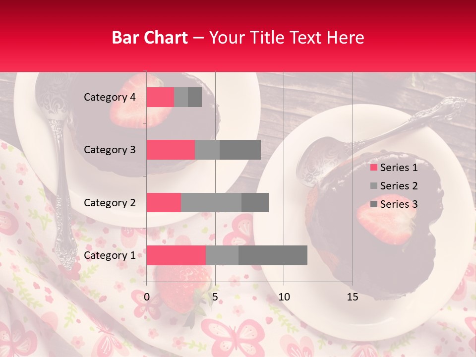 Two Plates Of Desserts With Chocolate Frosting And Strawberries PowerPoint Template
