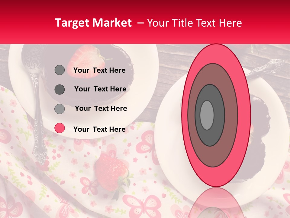 Two Plates Of Desserts With Chocolate Frosting And Strawberries PowerPoint Template