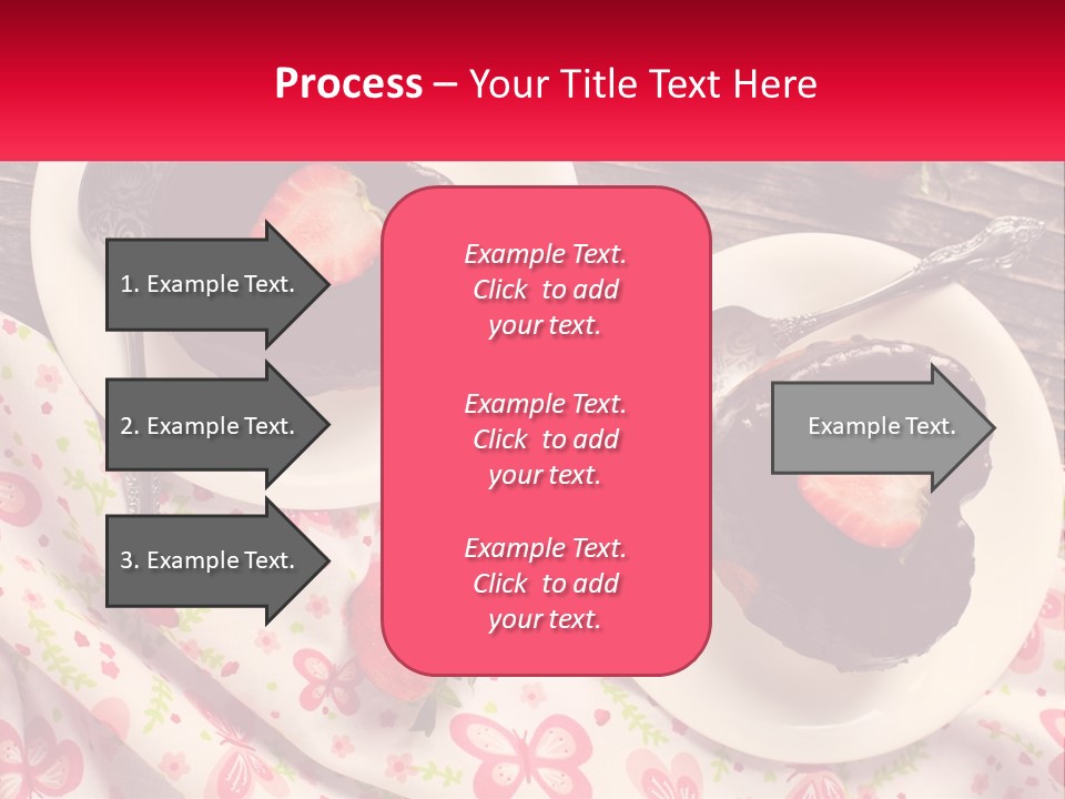 Two Plates Of Desserts With Chocolate Frosting And Strawberries PowerPoint Template