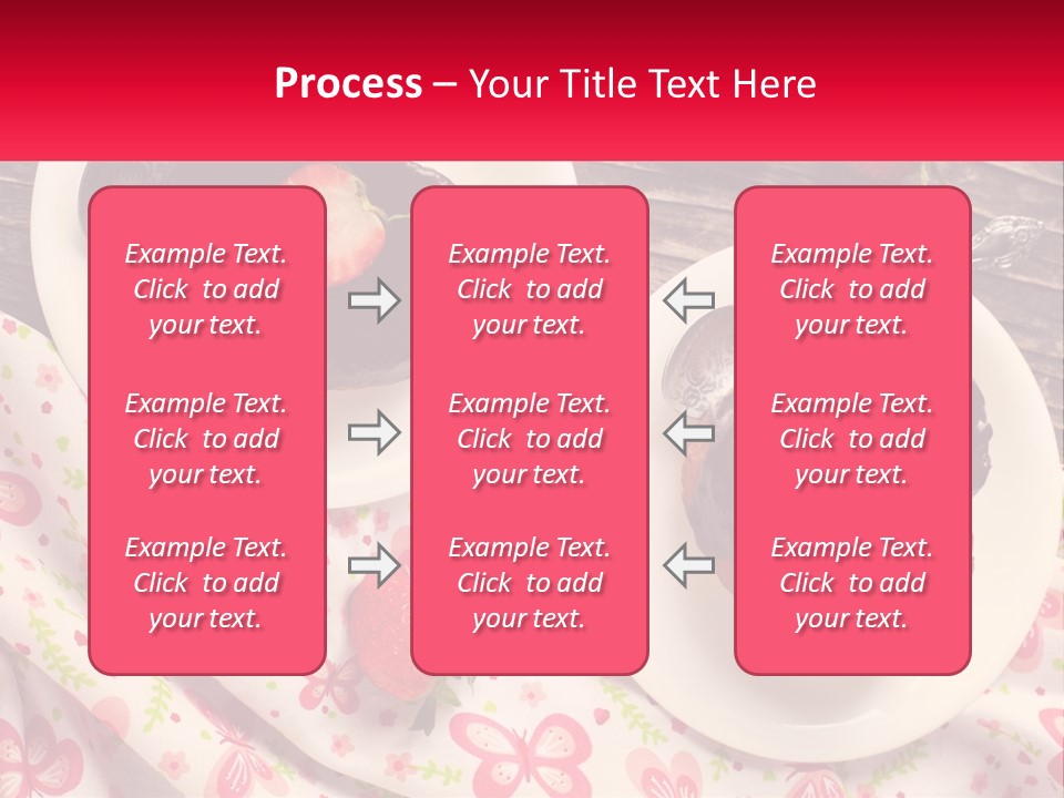 Two Plates Of Desserts With Chocolate Frosting And Strawberries PowerPoint Template