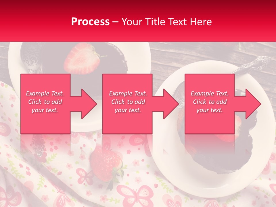 Two Plates Of Desserts With Chocolate Frosting And Strawberries PowerPoint Template