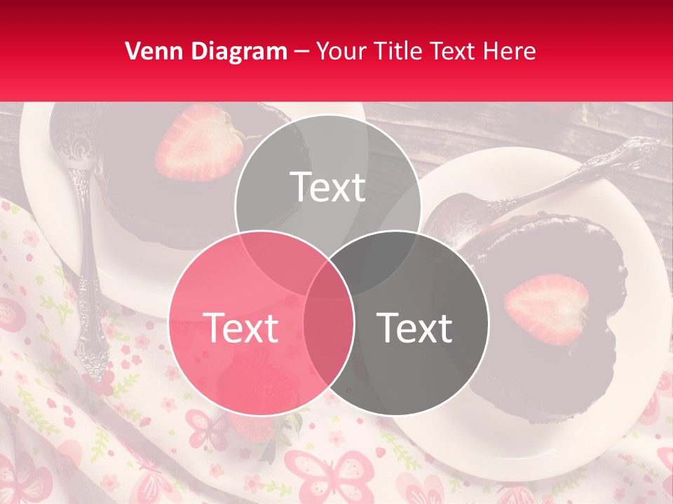 Two Plates Of Desserts With Chocolate Frosting And Strawberries PowerPoint Template