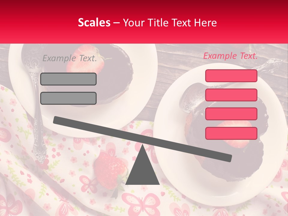 Two Plates Of Desserts With Chocolate Frosting And Strawberries PowerPoint Template