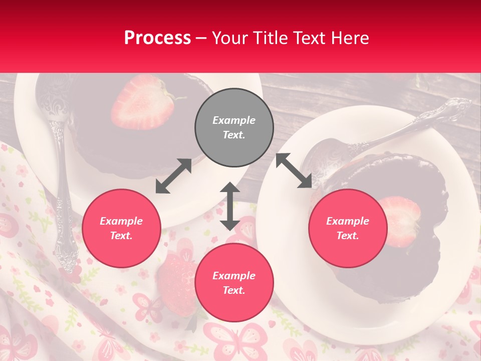 Two Plates Of Desserts With Chocolate Frosting And Strawberries PowerPoint Template