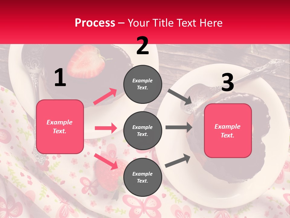 Two Plates Of Desserts With Chocolate Frosting And Strawberries PowerPoint Template