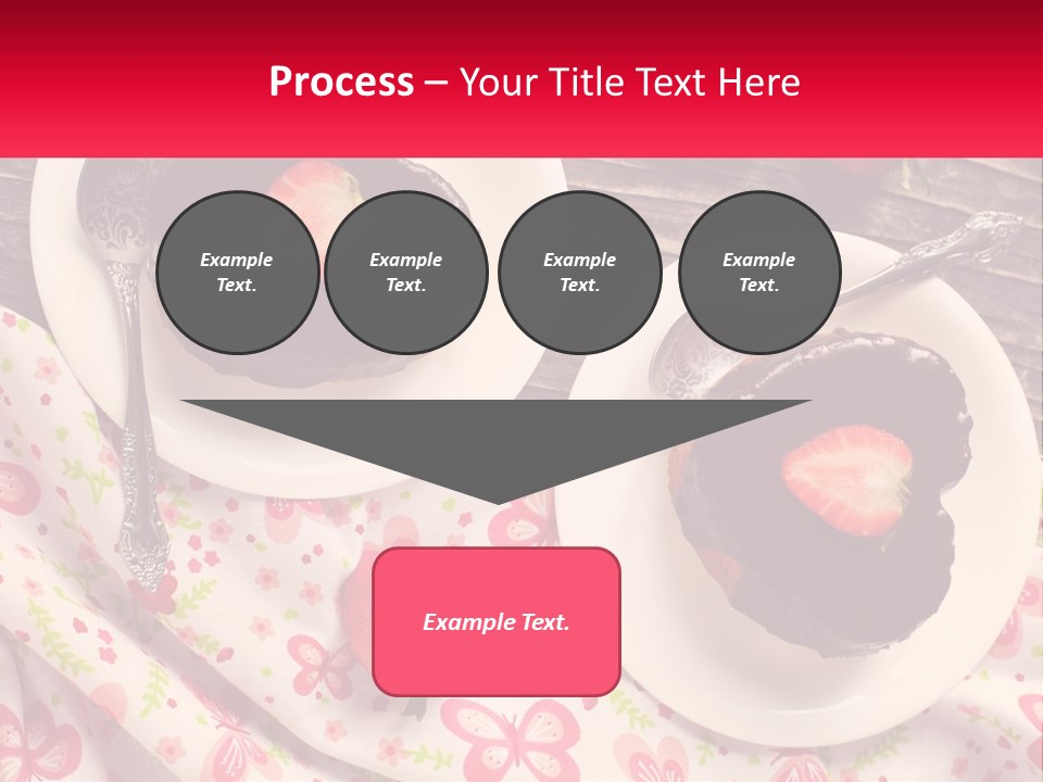 Two Plates Of Desserts With Chocolate Frosting And Strawberries PowerPoint Template