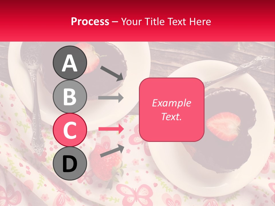 Two Plates Of Desserts With Chocolate Frosting And Strawberries PowerPoint Template