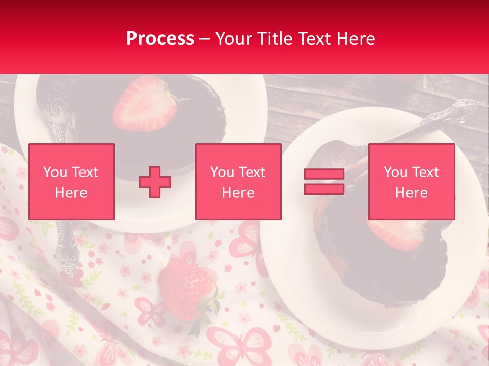 Two Plates Of Desserts With Chocolate Frosting And Strawberries PowerPoint Template