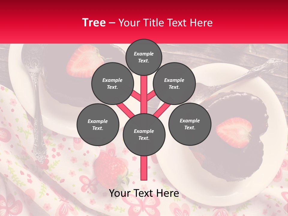 Two Plates Of Desserts With Chocolate Frosting And Strawberries PowerPoint Template