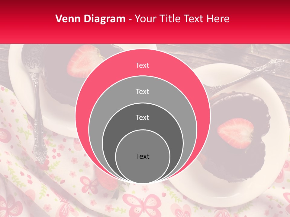 Two Plates Of Desserts With Chocolate Frosting And Strawberries PowerPoint Template