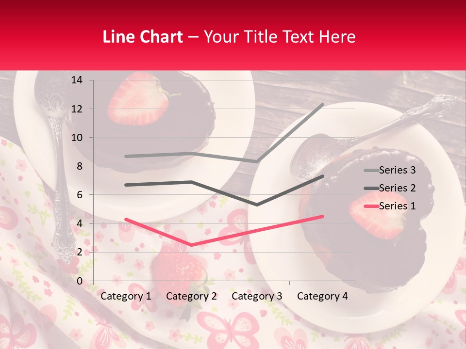 Two Plates Of Desserts With Chocolate Frosting And Strawberries PowerPoint Template