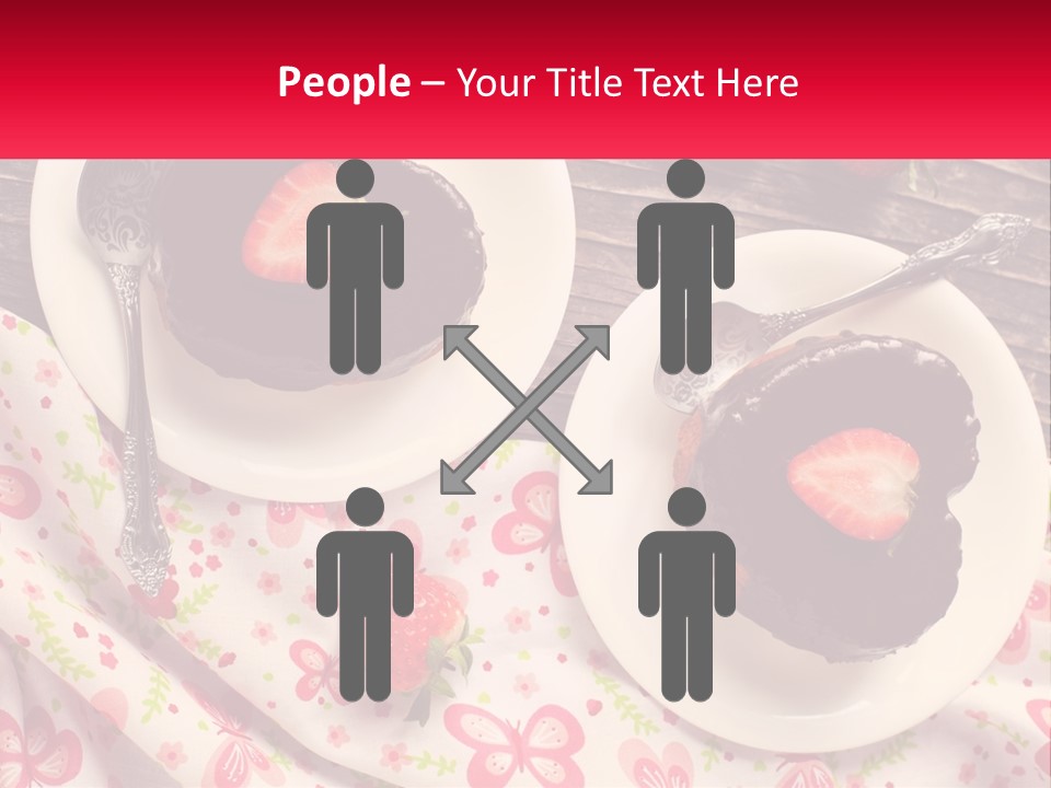 Two Plates Of Desserts With Chocolate Frosting And Strawberries PowerPoint Template