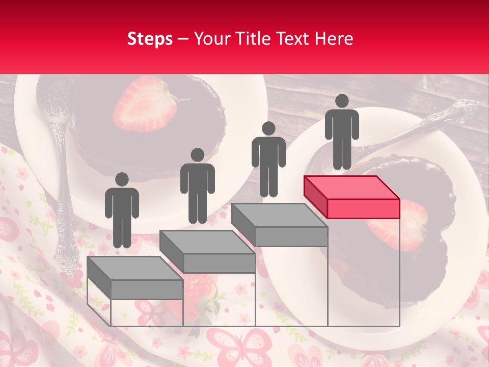 Two Plates Of Desserts With Chocolate Frosting And Strawberries PowerPoint Template