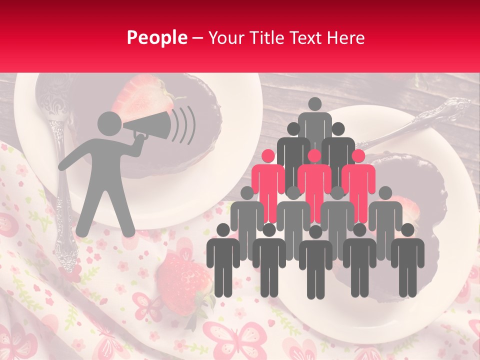 Two Plates Of Desserts With Chocolate Frosting And Strawberries PowerPoint Template