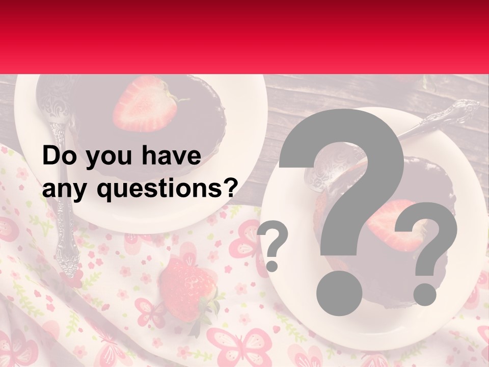 Two Plates Of Desserts With Chocolate Frosting And Strawberries PowerPoint Template