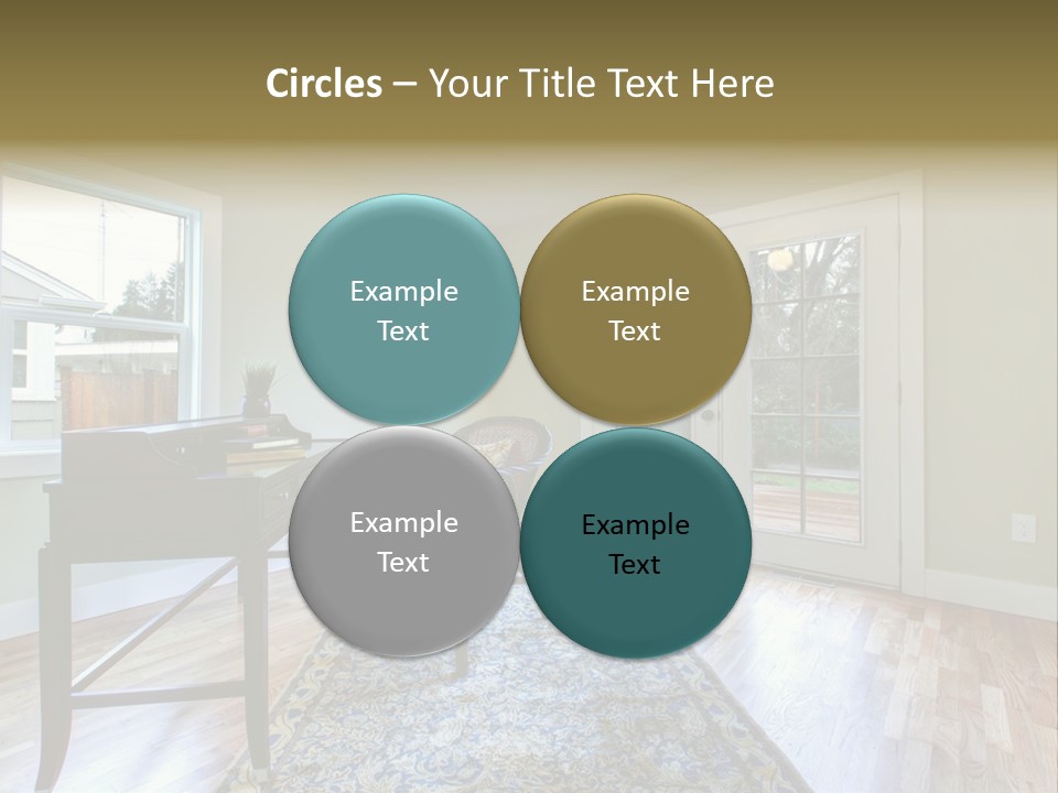 A Living Room With A Piano And A Chair PowerPoint Template