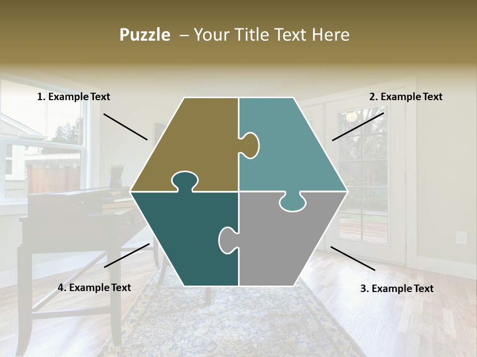 A Living Room With A Piano And A Chair PowerPoint Template