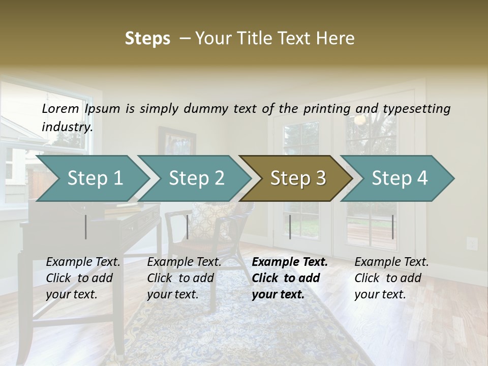 A Living Room With A Piano And A Chair PowerPoint Template