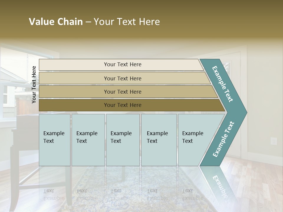 A Living Room With A Piano And A Chair PowerPoint Template