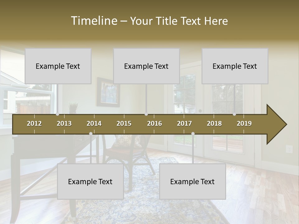 A Living Room With A Piano And A Chair PowerPoint Template