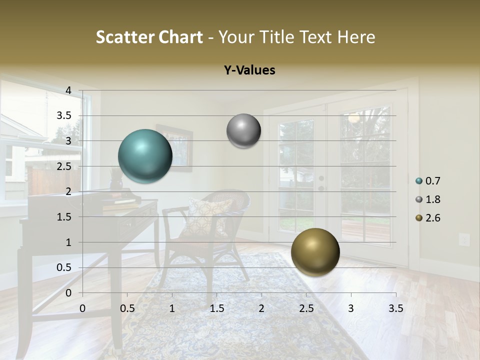 A Living Room With A Piano And A Chair PowerPoint Template