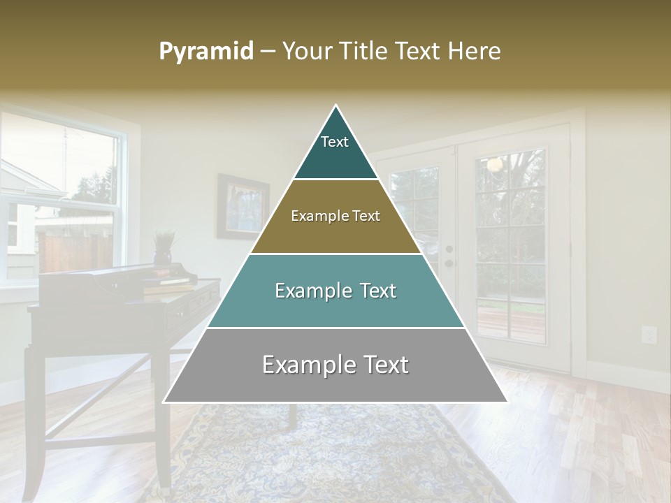 A Living Room With A Piano And A Chair PowerPoint Template