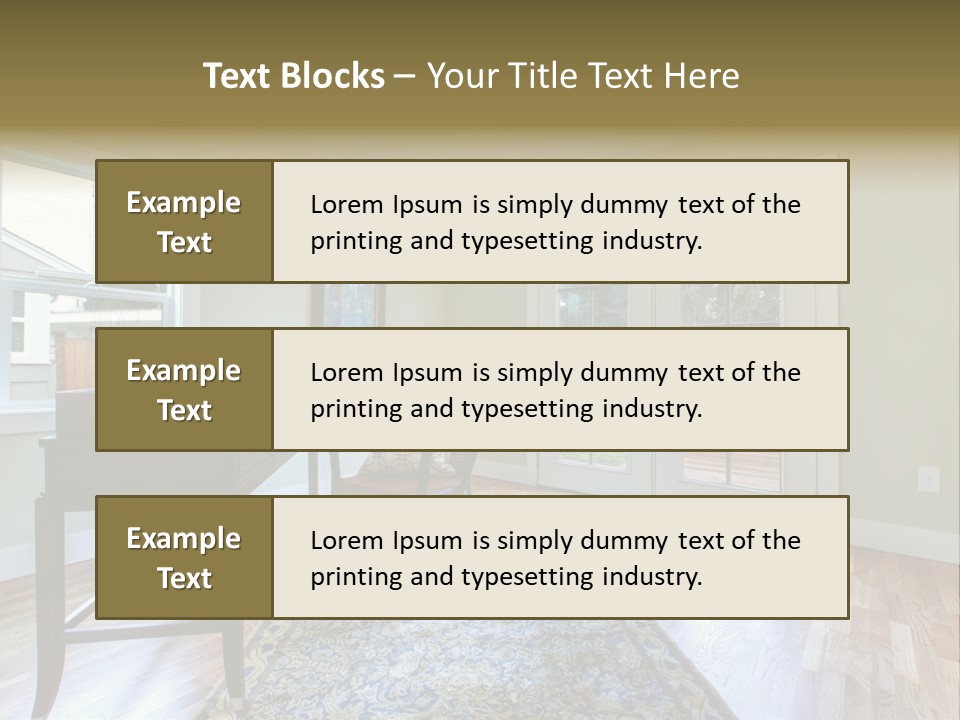 A Living Room With A Piano And A Chair PowerPoint Template