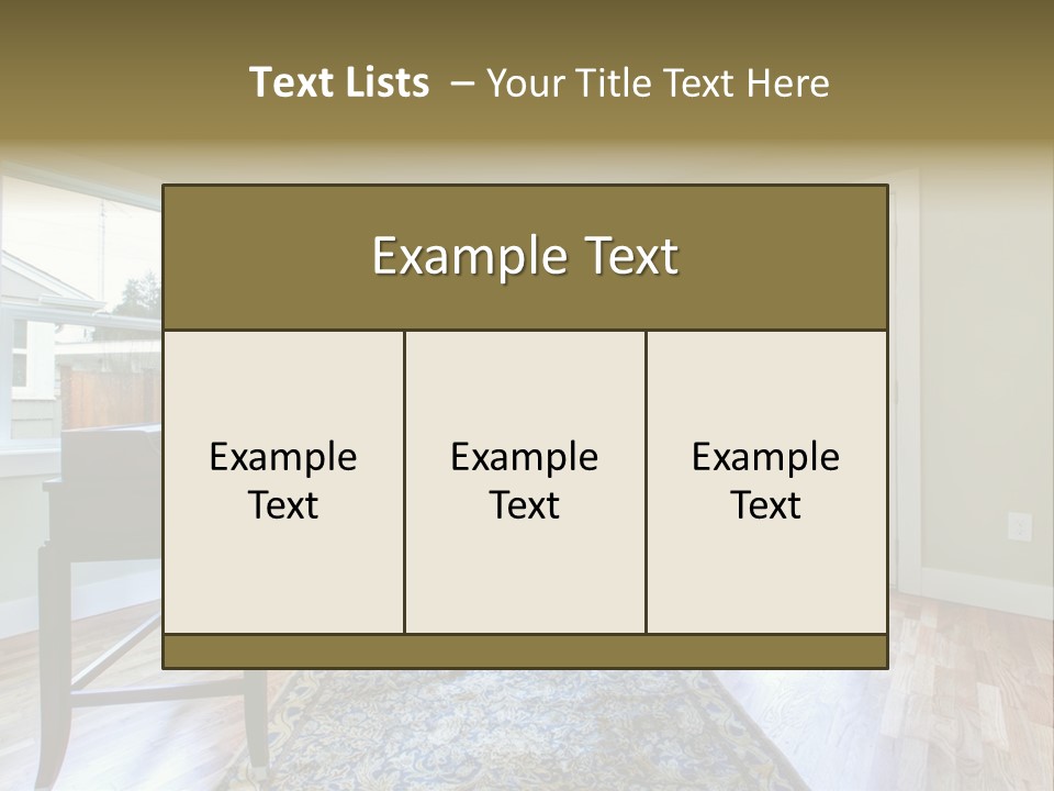 A Living Room With A Piano And A Chair PowerPoint Template