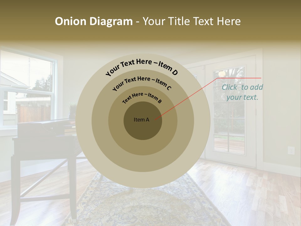 A Living Room With A Piano And A Chair PowerPoint Template