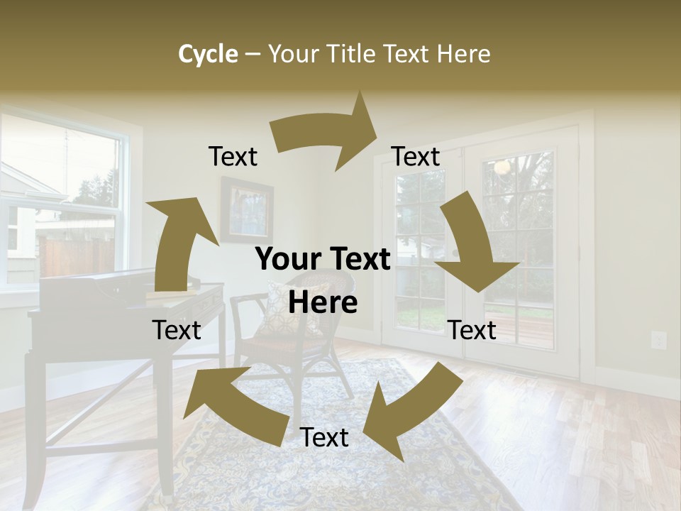 A Living Room With A Piano And A Chair PowerPoint Template