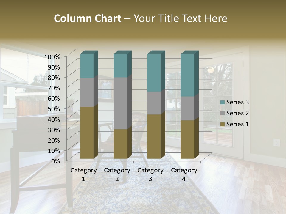 A Living Room With A Piano And A Chair PowerPoint Template