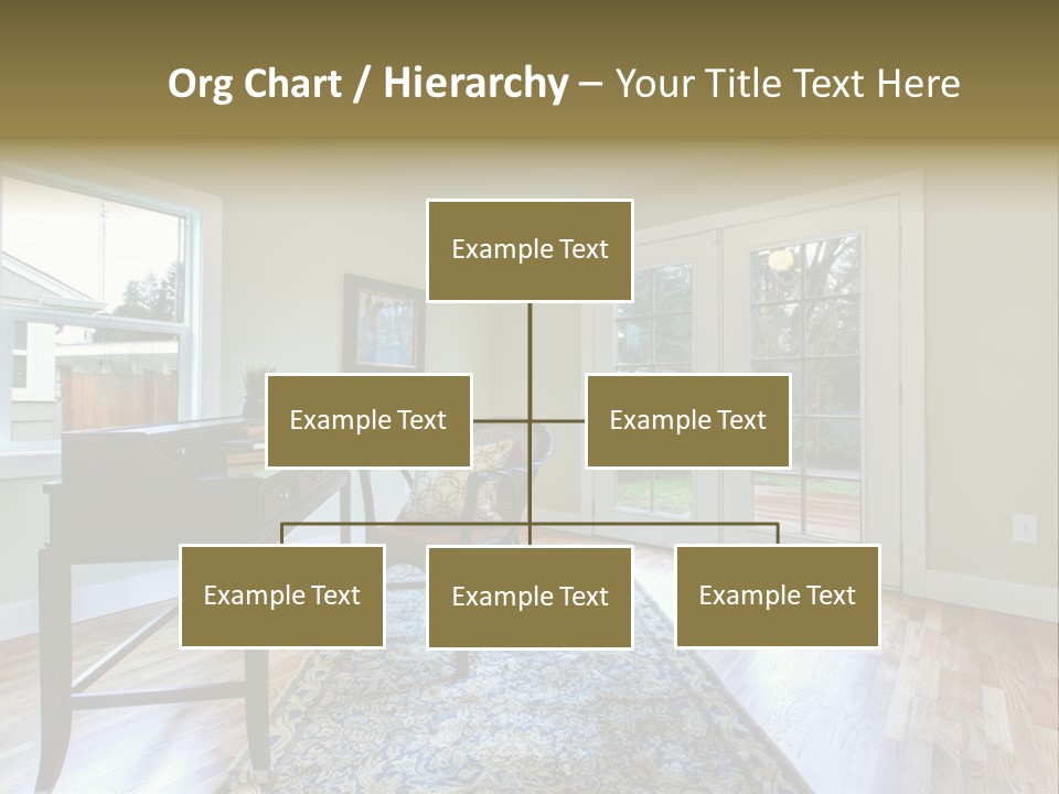 A Living Room With A Piano And A Chair PowerPoint Template