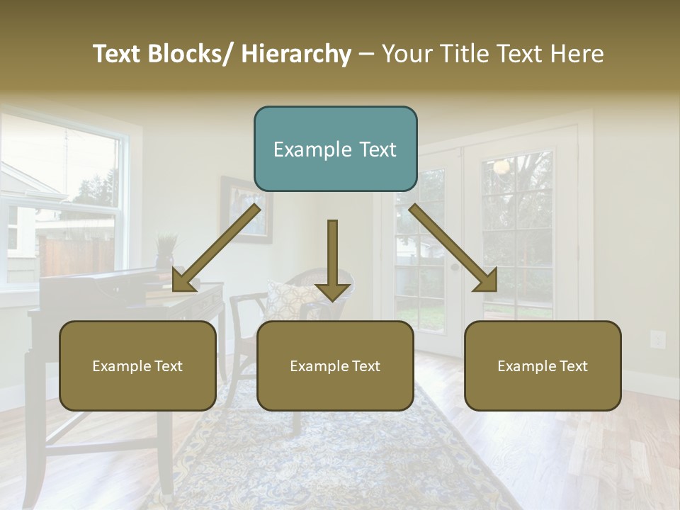 A Living Room With A Piano And A Chair PowerPoint Template