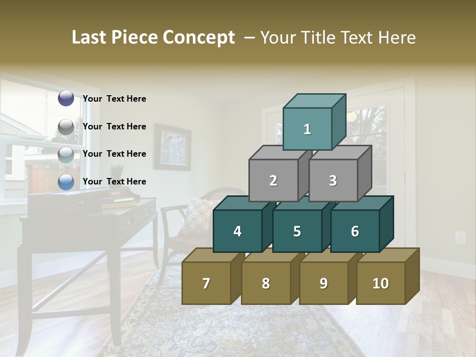 A Living Room With A Piano And A Chair PowerPoint Template