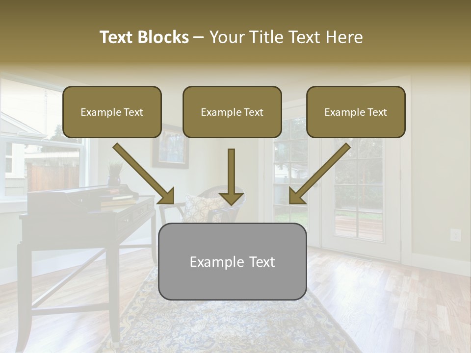 A Living Room With A Piano And A Chair PowerPoint Template