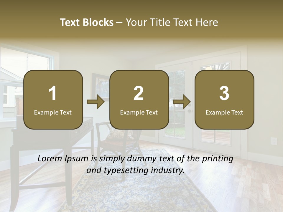 A Living Room With A Piano And A Chair PowerPoint Template