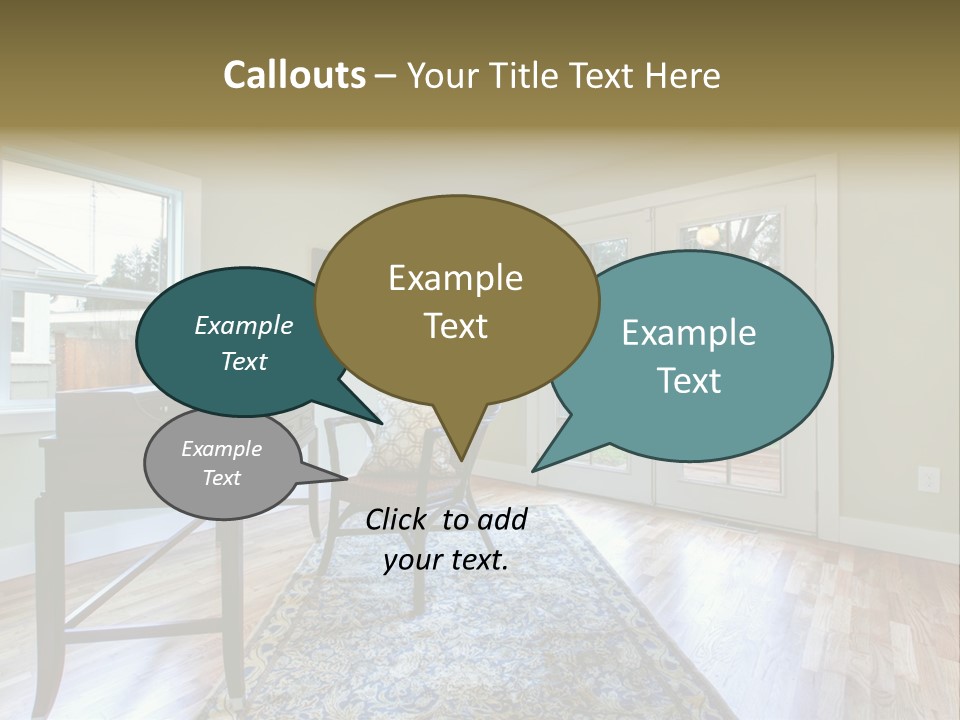 A Living Room With A Piano And A Chair PowerPoint Template