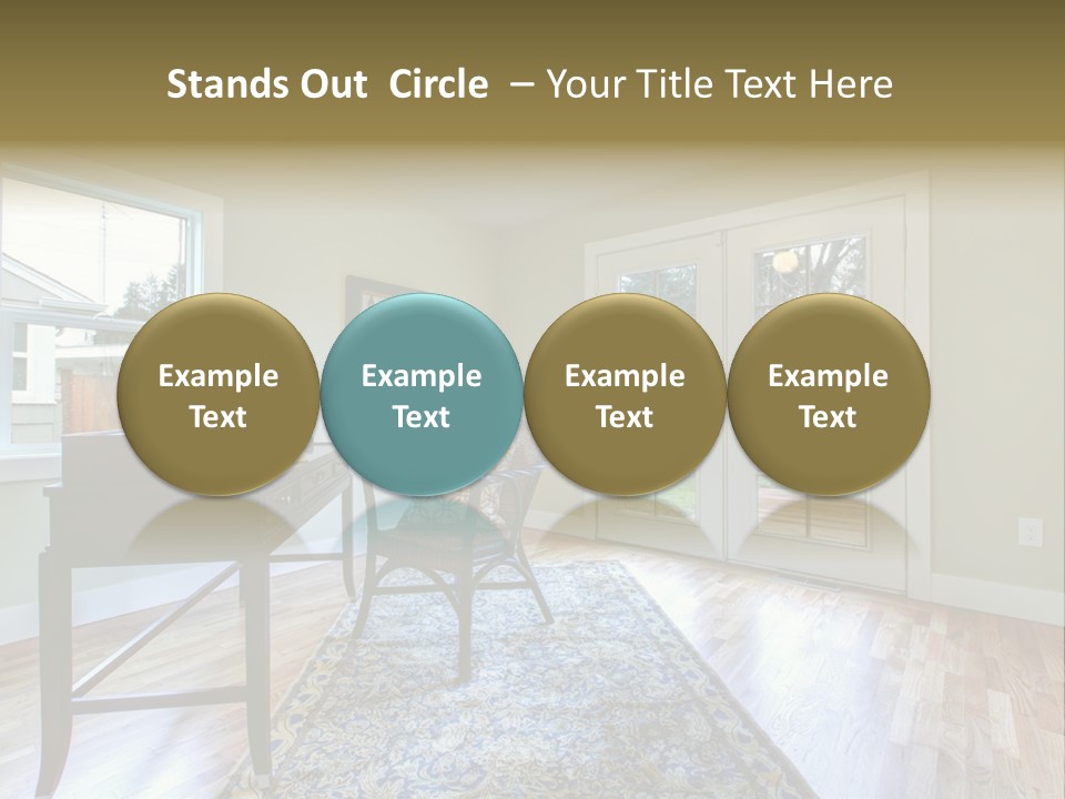 A Living Room With A Piano And A Chair PowerPoint Template