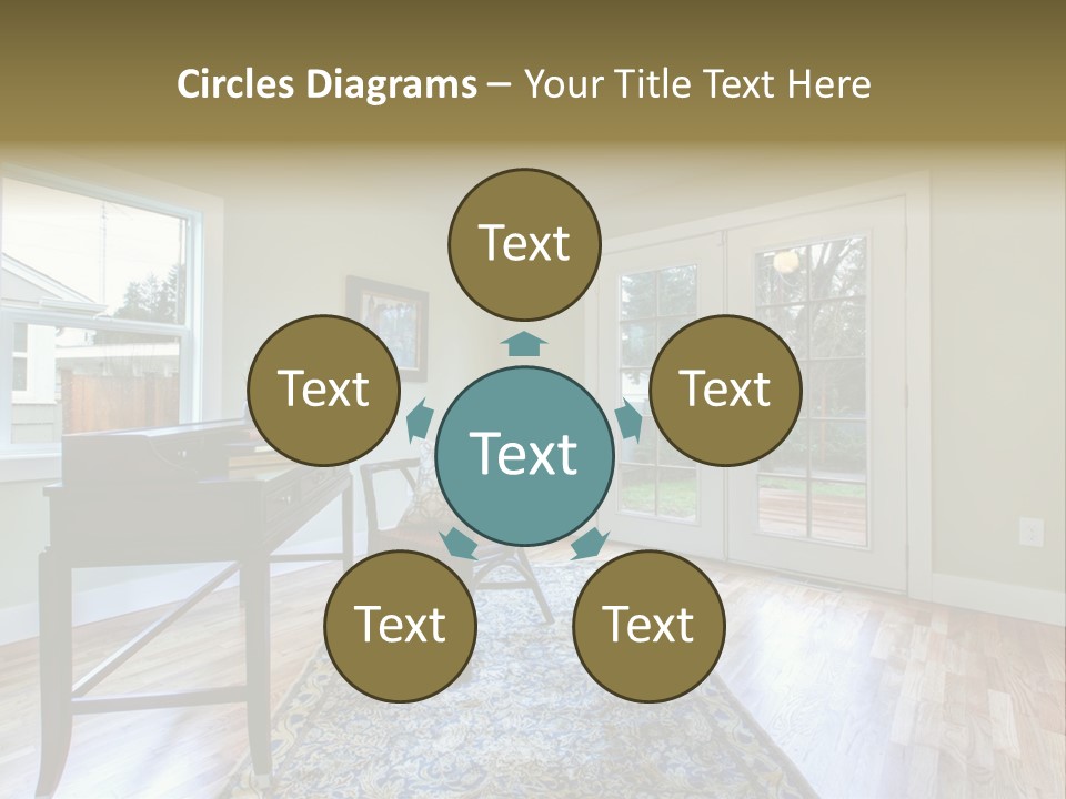 A Living Room With A Piano And A Chair PowerPoint Template