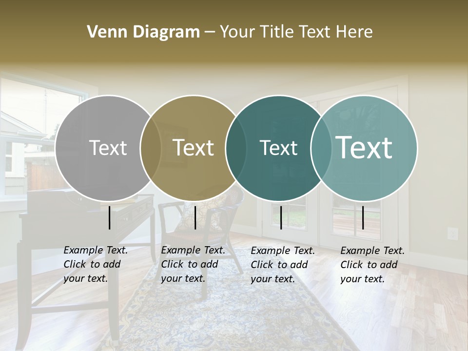 A Living Room With A Piano And A Chair PowerPoint Template