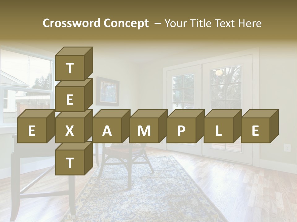 A Living Room With A Piano And A Chair PowerPoint Template